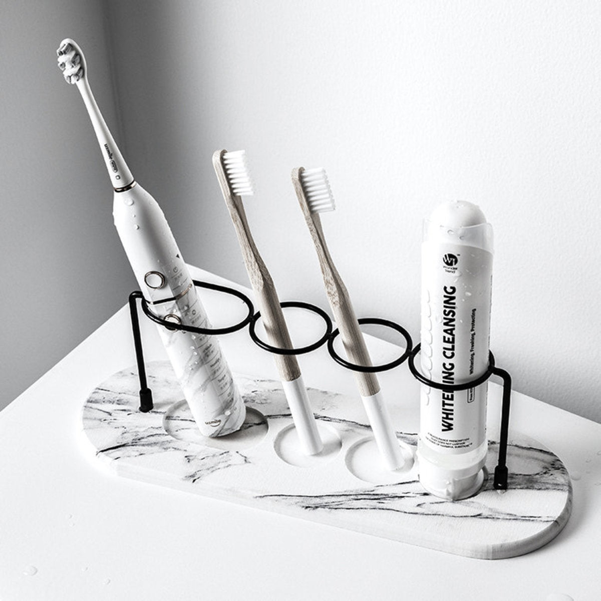 Diatomaceous Earth Toothbrush Holder Mat - Marble Pattern - Soap Dish for Electric Toothbrush, Toothbrush, and Toothpaste
