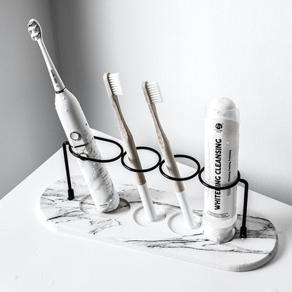 Diatomaceous Earth Toothbrush Holder Mat - Marble Pattern - Soap Dish for Electric Toothbrush, Toothbrush, and Toothpaste
