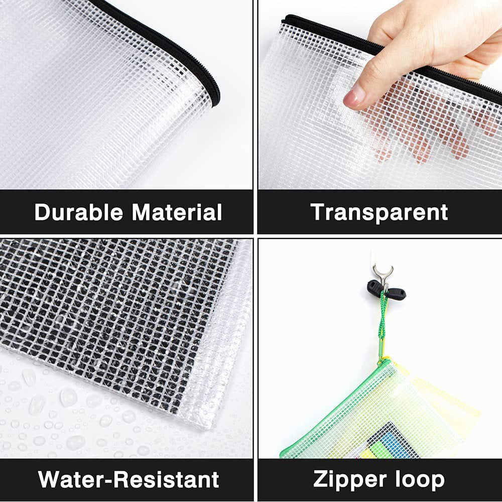 [Pack of 10] A4 transparent mesh file bag zipper bag information bag waterproof file bag file bag A4 zipper bag zipper bag