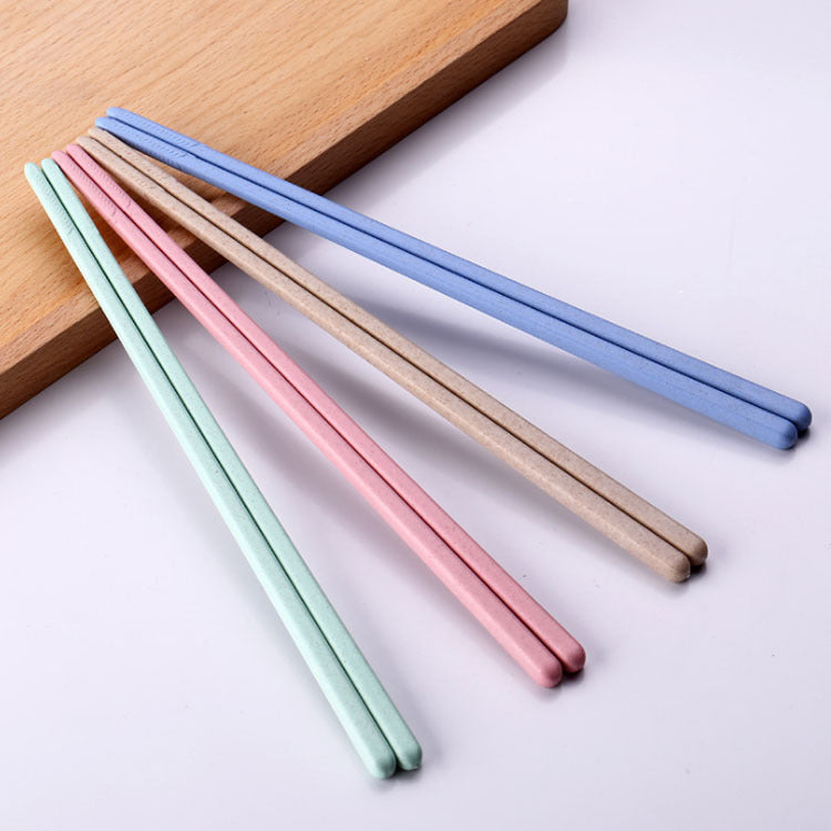 【家庭裝】家用日式小麥筷子（四色各一）健康環保可降解秸稈餐具套裝 耐高溫不卡油不發霉易清洗防滑筷子