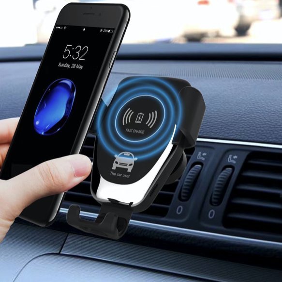 Wireless Phone Charging Stand Qi Charging Car Air Vent Mount Phone Holder Metal Magnetic Stand 360-Degree Rotating Adjustment GPS Map Compatible Easy to Use Black Diamond Clamp Air Vent Clamp Car Phone Mount