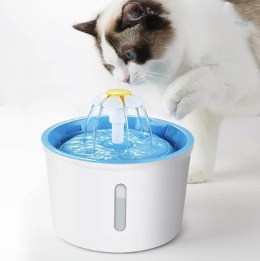 寵物智能飲水機 （藍色） 花朵噴泉流水 電動循環寵物飲水機飲水器 寵物水機 濾片 濾芯