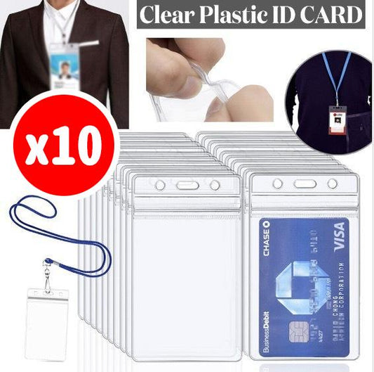 [10-pack] Card Holder Employee ID Card Exhibition Card Student ID Work Card PVC Soft Film Waterproof Card Holder ID Bus Cover Hanging Neck Card Holder