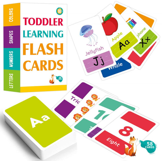 Alphabet Cards, Early Education Flash Cards for 2-4 Years Old Children to Learn Colors, Numbers, Shapes, Graphic Stories