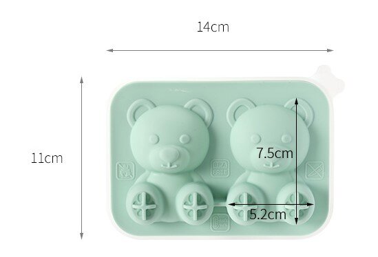 4-piece bear ice cube mold silicone ice tray household internet celebrity ice cream ice cream frozen ice ball ice box ice mold