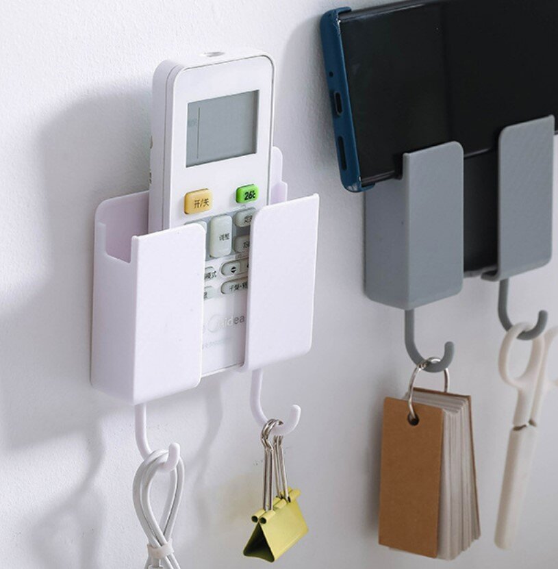 TV air conditioner remote control storage box wall hanging bedside mobile phone storage punch-free storage rack hook wall hanging rack