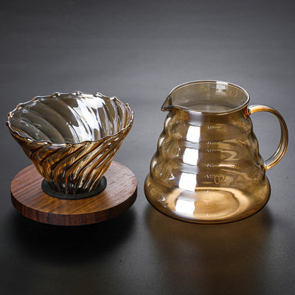 手沖日式棕色迷你咖啡壺套裝現代簡約家用手動大容量玻璃咖啡壺 咖啡壺