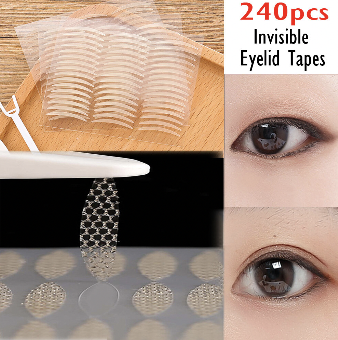 240pcs 隱形雙眼皮貼 自然 隱形 透明 不反光 遇水即粘 免膠水 蕾絲雙眼皮貼