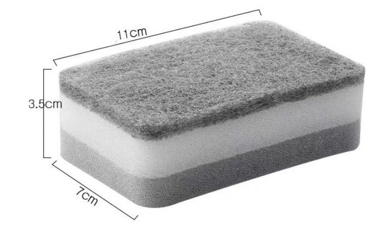 5 double-sided sponges for pot scrubbing, dishwashing, kitchen housework cleaning, three-layer sponges, scouring pads, kitchen supplies, household kitchen cleaning sponges