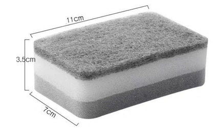 5 double-sided sponges for pot scrubbing, dishwashing, kitchen housework cleaning, three-layer sponges, scouring pads, kitchen supplies, household kitchen cleaning sponges