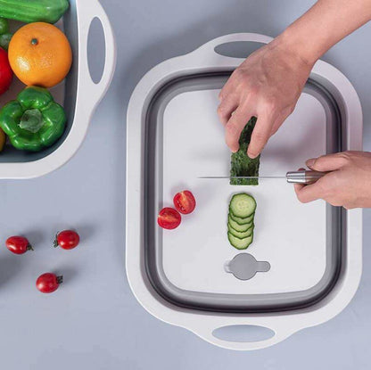 Portable multifunctional foldable cutting board drain basket vegetable basin glue cutting board camping camping portable