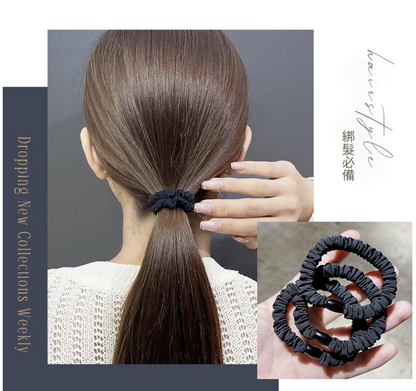 Hair ties, large intestine hair rings, large intestine hair rings, Korean style ponytail, cute hair rings, hair rings, hair ties, hair ties, black + beige brown + small intestine rings, 3-color set of hair accessories