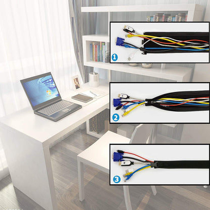 Upgraded snap-on wire protection sleeve, multifunctional fixed zipper wire protection sleeve, durable and elastic wire organizer, wire storage, a must-have for home and office