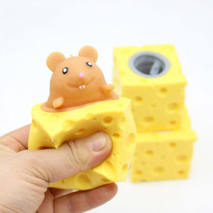创意解压可爱奶酪老鼠杯捏捏乐挤压发泄松鼠杯减压玩具3个一套随机认知玩具