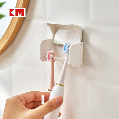 Japan KM.810 adhesive seamless double grid electric toothbrush holder simple toothbrush holder adhesive dust-proof toothbrush hanger