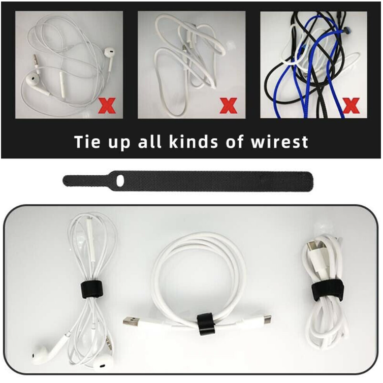 [100-Pack] Needle Velcro Cable Ties Double-Sided Self-Adhesive Devil's Felt Cable Cable Velcro Cable Cable Cable Cable Winder Cable Management Strap Cable Ties Wire Storage Ties Desktop and Wire Storage