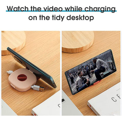 Pink charging cable storage box can be rotated to organize data cable storage box portable mobile phone cable organizer cable collector headphone cable multi-function mini rotating cable winder