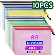 [Pack of 10] A4 transparent mesh file bag zipper bag information bag waterproof file bag file bag A4 zipper bag zipper bag