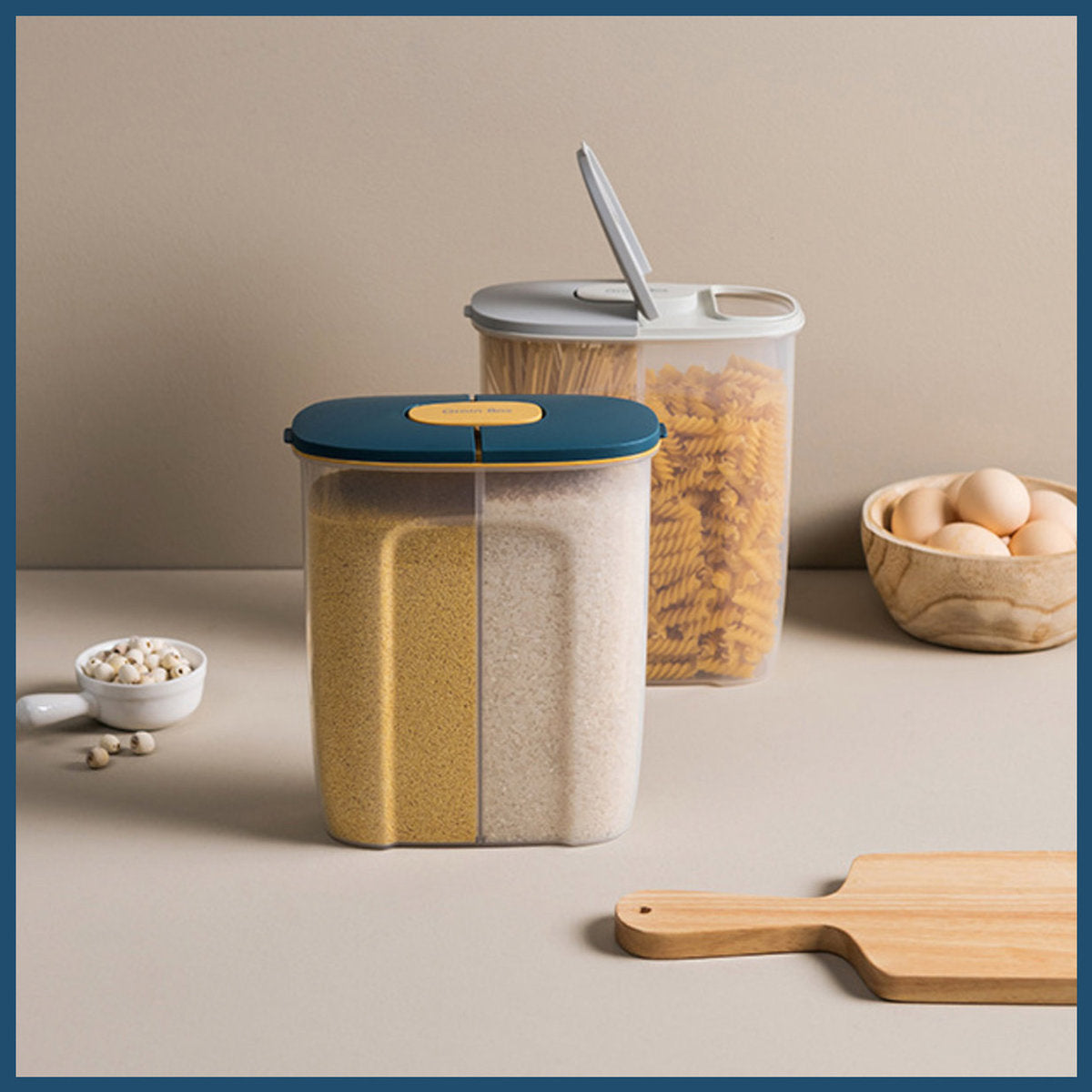 Divided Storage Sealed Canister 2.5L - Divided Sealed Canister for Grains and Cereals, Sealed Storage, Pest and Moisture Proof, Large Capacity Kitchen Storage
