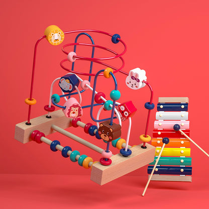 嬰幼兒童繞珠蒙氏早教串珠積木玩具寶寶0-3歲益智力開發 顏色 形狀學習玩具