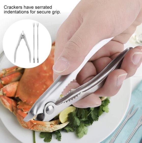 [Three-piece set] Stainless steel crab eating tools, crab claws, crab needles, crab spoons, kitchen crab clamps, walnut claws, shellers, seafood claws, and a must-have paring knife for eating crabs