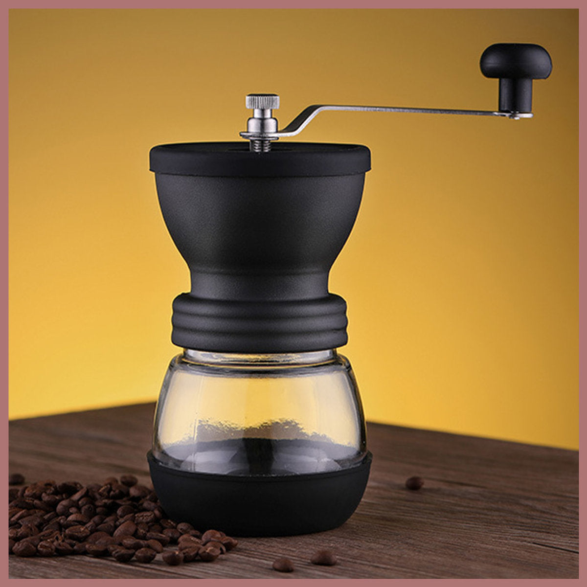 便携式手磨咖啡豆研磨机咖啡粉手动磨咖啡器连玻璃储存瓶磨豆机