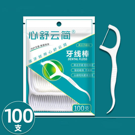 Dental floss bag with 100 pieces of ultra-fine high-strength dental floss sticks disposable toothpicks