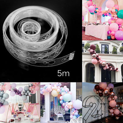 Single hole 5 meters transparent balloon chain party wedding decoration balloon chain scene props buckle arch balloon arch ring production accessories