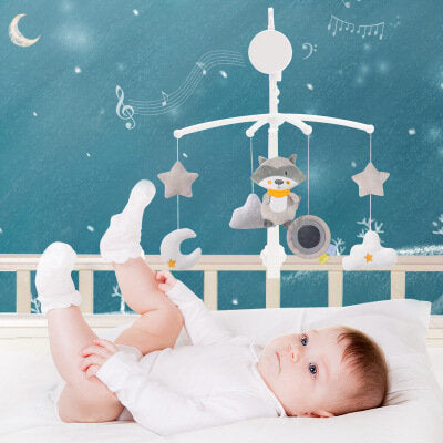 婴幼儿床铃摇铃玩具0-18个月音乐床头铃男女孩布偶安抚玩具感官声光探索玩具