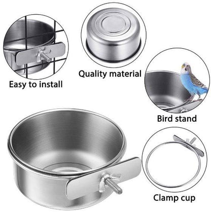 10cm parrot stainless steel food cup bird cage water basin bird food bowl water cup [parallel import]