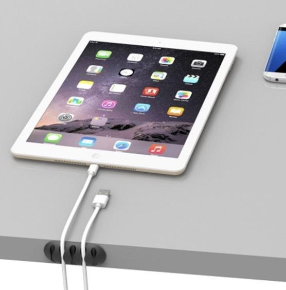 White Desktop Charging Data Cable Five-Hole Organizer Silicone Organizer Fixed Cable Organizer Silicone Cable Organizer Charging Cable Holder Wire Storage Desktop Storage Desktop Charging Data Cable Five-Hole Organizer 2-Pack Desktop and Wire Storage