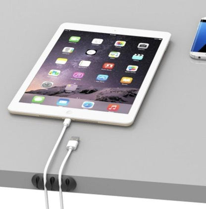 White Desktop Charging Data Cable Five-Hole Organizer Silicone Organizer Fixed Cable Organizer Silicone Cable Organizer Charging Cable Holder Wire Storage Desktop Storage Desktop Charging Data Cable Five-Hole Organizer 2-Pack Desktop and Wire Storage