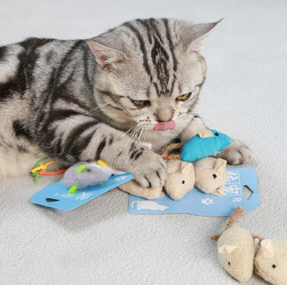 貓咪玩具仿真毛絨老鼠三只組合裝寵物貓貓玩具貓草內含貓薄荷逗貓 發聲玩具