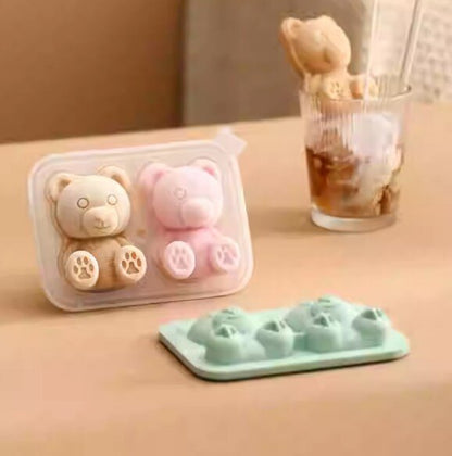 4-piece bear ice cube mold silicone ice tray household internet celebrity ice cream ice cream frozen ice ball ice box ice mold