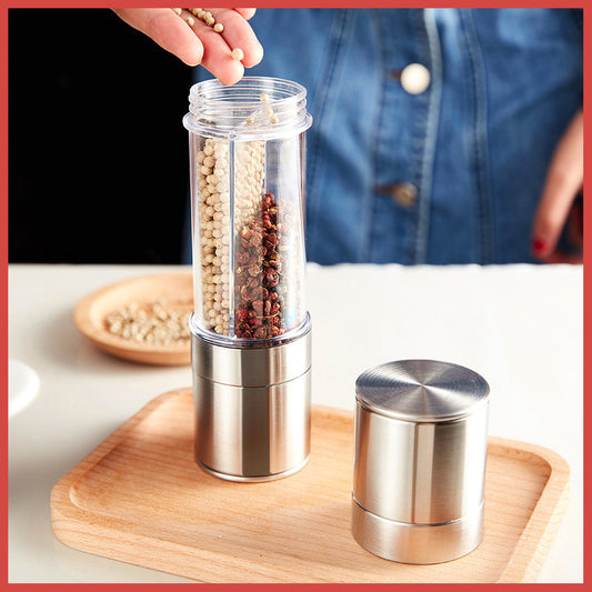 2-in-1 - Stainless Steel Salt and Pepper Hand Grinder Spice Bottle Grinder Salt and Pepper Grinder Mixer Grinder