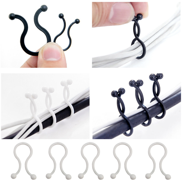 30 pieces black Japanese style wire organizer buckle phone cord wire harness charging cord storage organizer clip desktop organizer wire storage wire organizer buckle desk and wire storage