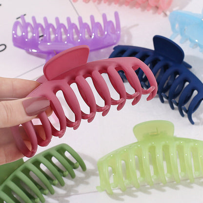 Large Frosted Hair Claw Clip, Jelly Color Shark Clip for Back of Head, Bun Hair Accessory
