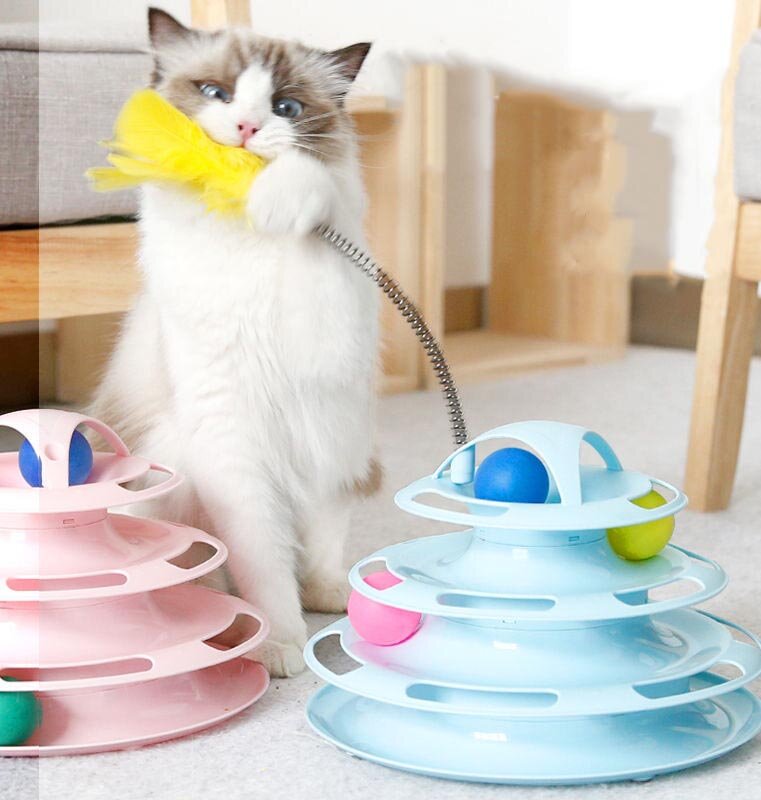 Cat toy self-pleasure and relieve boredom cat four-layer cat turntable ball amusing cat artifact cat bite-resistant kitten kitten supplies cat tunnel