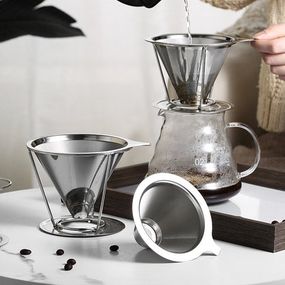 Coffee filter tea residue funnel 304 stainless steel double layer filter hand brewed coffee screen coffee pot