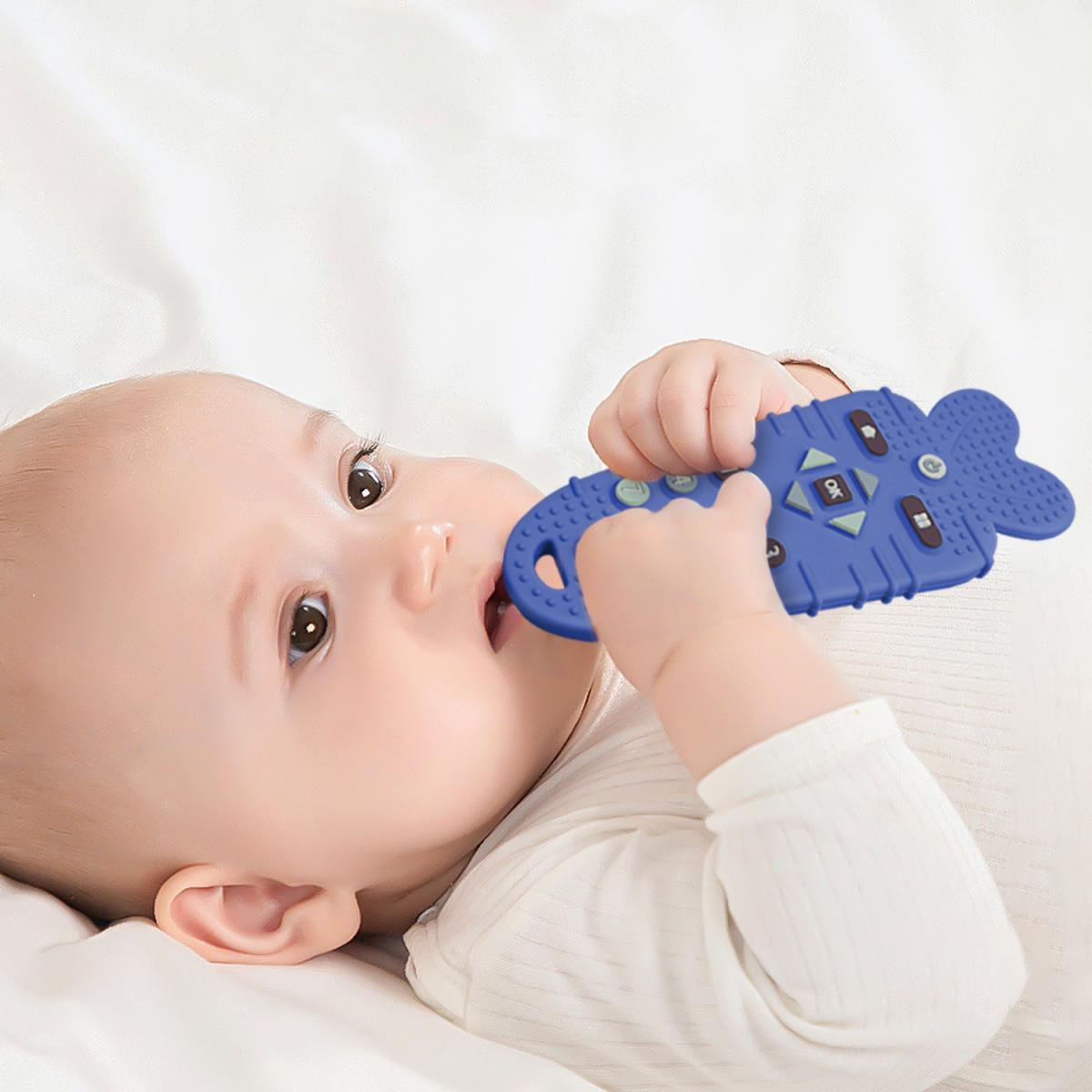 Baby remote control teether baby anti-eating hand molar stick toy bite gum simulation TV random color teether