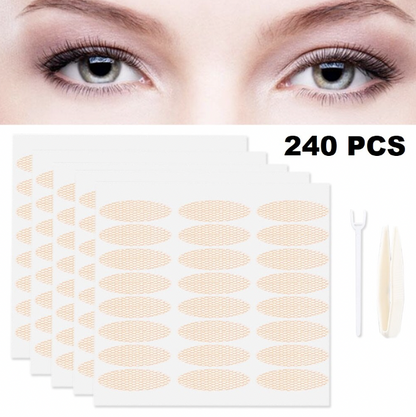 240pcs invisible double eyelid tape, natural invisible, transparent, non-reflective, sticks when exposed to water, glue-free, lace double eyelid tape