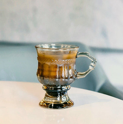 2 vintage noble embossed amber brown glass coffee cups