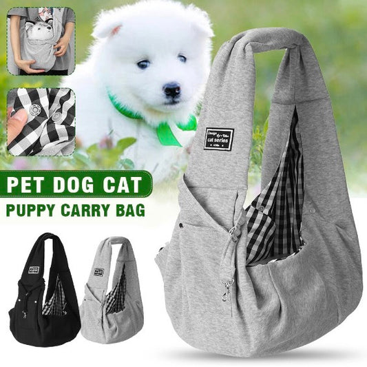 Gray Solid Color Cat Bag Pet Backpack Breathable Outing Portable Crossbody Shoulder Dog Backpack Outing Bag