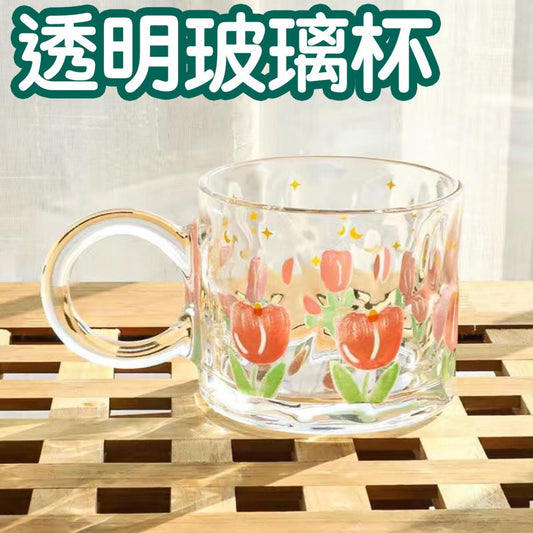 Good-looking and high-temperature resistant tulip big ear water cup glass cup office breakfast mug water cup