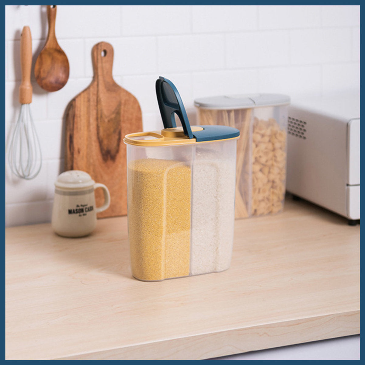Divided Storage Sealed Canister 2.5L - Divided Sealed Canister for Grains and Cereals, Sealed Storage, Pest and Moisture Proof, Large Capacity Kitchen Storage