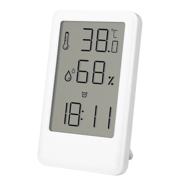 白色 學生鬧鐘 家用電子溫濕度計 室內電子掛式濕度計 智能溫濕度計
