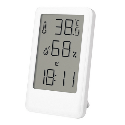 白色学生闹钟家用电子温湿度计室内电子挂式湿度计智能温湿度计