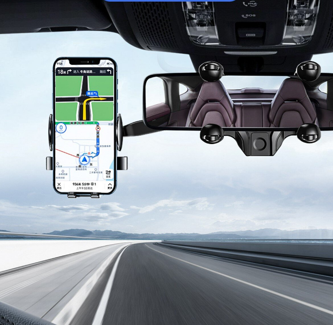 New mobile phone, car mobile phone rear mirror holder, rearview mirror special car mobile phone holder, navigation multi-function 360° car mobile phone holder