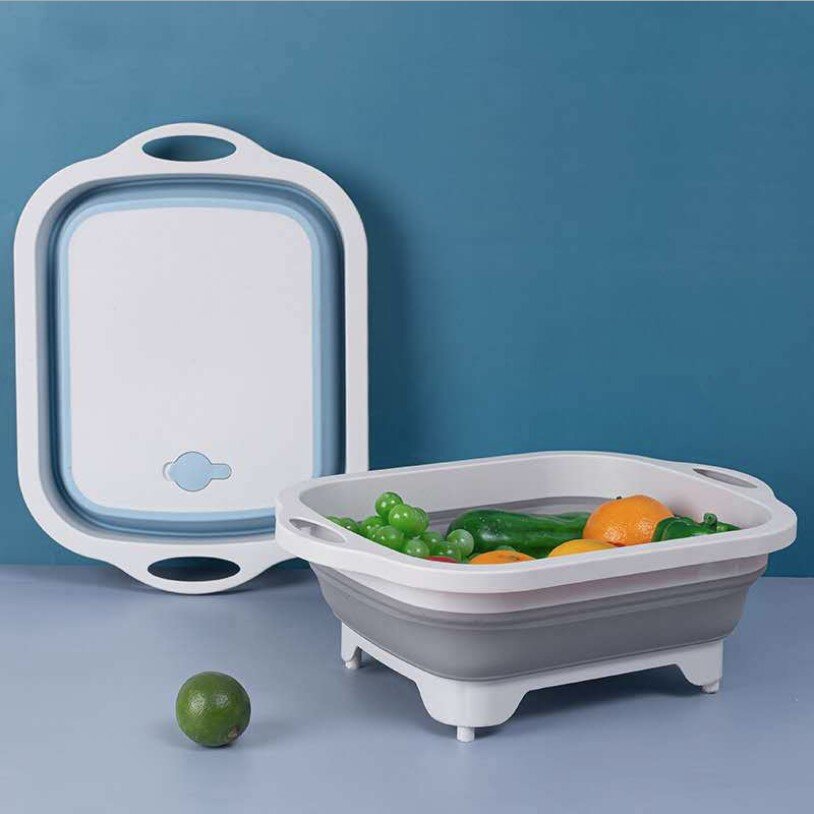 Portable multifunctional foldable cutting board drain basket vegetable basin glue cutting board camping camping portable