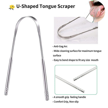 Stainless steel tongue scraper tongue cleaner to remove bad breath tongue brush oral care cleaning tongue scraper